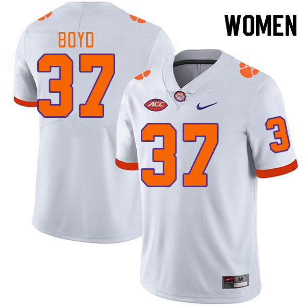 Women's Clemson Tigers Liam Boyd #37 College White NCAA Authentic Football Stitched Jersey 23WJ30ZV